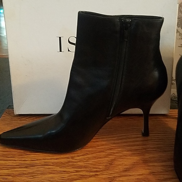 ISAAC pointy toe black ankle boots - Picture 2 of 4